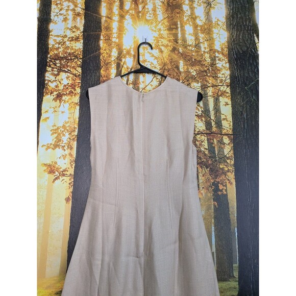 J. Crew Fringe Trim Dress Glossy Twill Cream Gold Womens 2 Midi Sheath Flare - Picture 11 of 16